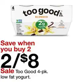 Target Too Good 4-pk. low fat yogurt offer