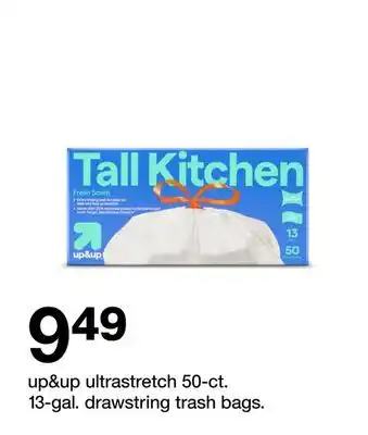 Target up&up ultrastretch 50-ct. 13-gal. drawstring trash bags offer