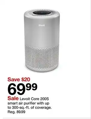 Target Levoit Core 200S smart air purifier with up to 300-sq.-ft. of coverage offer