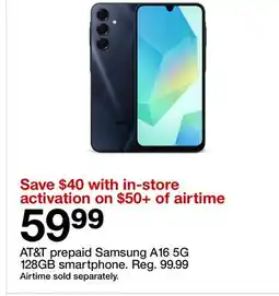 Target AT&T prepaid Samsung A16 5G 128GB smartphone offer