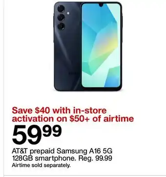 Target AT&T prepaid Samsung A16 5G 128GB smartphone offer