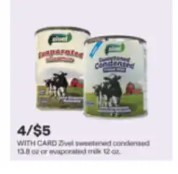 CVS Zivel sweetened condensed 13.8 oz or evaporated milk 12 oz offer