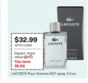 CVS LACOSTE Pour Homme EDT spray 3.3 oz offer
