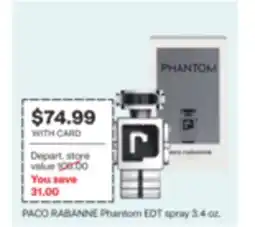 CVS PACO RABANNE Phantom EDT spray 3.4 oz offer