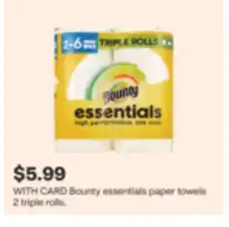 CVS Bounty essentials paper towels 2 triple rolls offer