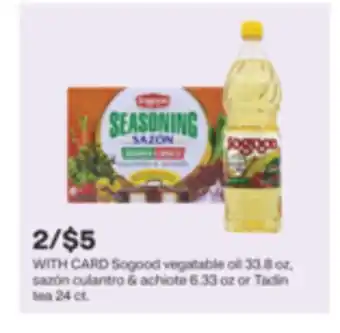 CVS Sogood vegatable oil 33.8 oz, sazón culantro & achiote 6.33 oz or Tadin tea 24 ct offer