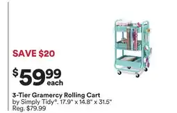 Michaels 3-Tier Gramercy Rolling Cart offer