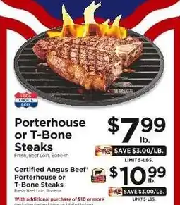 ShopRite Porterhouse or T-Bone Steaks offer