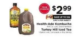 ShopRite Health-Ade Kombucha or Turkey Hill Iced Tea offer