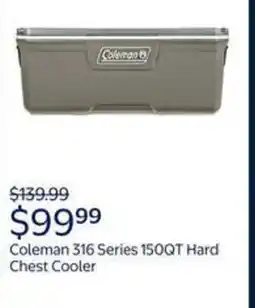 Walmart Coleman 316 series 150qt hard chest cooler offer