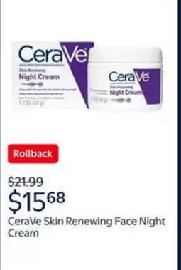 Walmart Cerave skin renewing face night cream offer