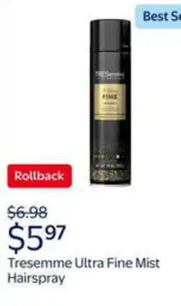 Walmart Tresemme ultra fine mist hairspray offer