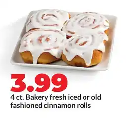 Hy-Vee 4 ct. Bakery fresh iced or old fashioned cinnamon rolls offer