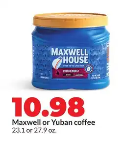 Hy-Vee Maxwell or Yuban coffee offer