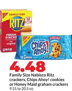 Hy-Vee Nabisco Family Size Nabisco Ritz crackers, Chips Ahoy! cookies or Honey Maid graham crackers offer