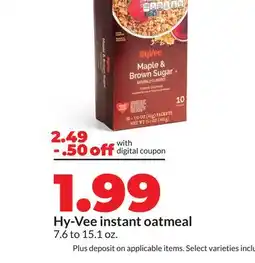 Hy-Vee Hy-Vee instant oatmeal offer