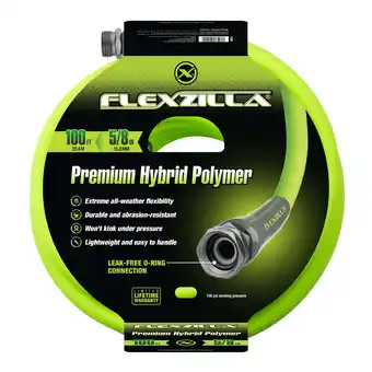 Walmart Flexzilla Garden Hose, 5/8 x 100', 3/4 - 11 1/2 GHT Fittings, Flexible Hybrid Polymer, ZillaGreen offer