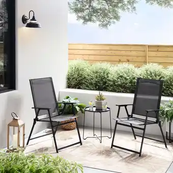 Walmart Mainstays Greyson 3-Piece Steel and Sling Folding Outdoor Patio Bistro Set, Black offer