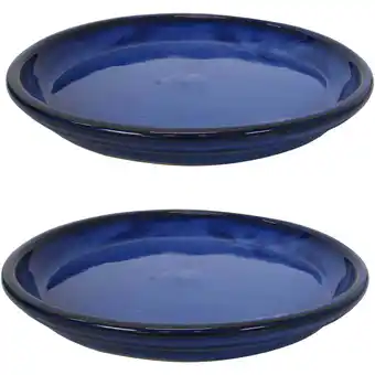 Walmart Sunnydaze 14.25 Round Imperial Blue Ceramic Outdoor Flower Pot Saucer 2-Count offer
