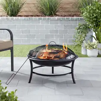 Walmart Mainstays 26 Round Iron Outdoor Wood Burning Fire Pit, Black offer