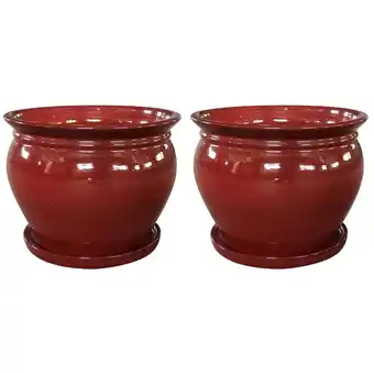 Walmart Southern Patio Wisteria 8 Round Ceramic Planter Pot with Saucer, (2 Pack) offer