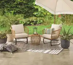 Walmart Better Homes & Gardens Ventura 3-Piece Outdoor Boho Wicker Chat Set, White offer