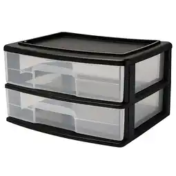 Walmart Homz Plastic 2 Drawer Wide Body Home Storage Cart, Black Frame with Clear Drawer, 2 Pack offer