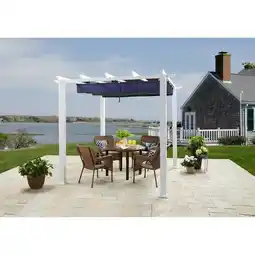 Walmart Better Homes & Gardens Meritmoor 9.5'L x 11.8'W x 7.7'H Steel Pergola with Canopy, Black/Brown offer
