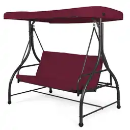 Walmart Topbuy 3 Person Porch Swing Hammock Bench Chair Outdoor with Canopy Wine Red offer