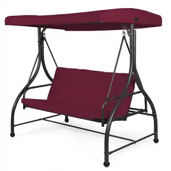 Walmart Topbuy 3 Person Porch Swing Hammock Bench Chair Outdoor with Canopy Wine Red offer
