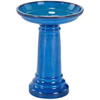 Walmart Smart Solar 207104-BT Aviatra Ceramic Traditional Garden Bird Bath, Bright Blue offer