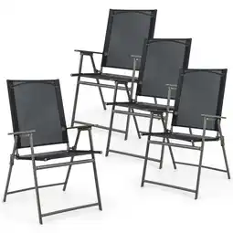 Walmart Gymax Patio Metal Outdoor Dining Weatherproof Folding Chairs, Black and Grey (Set of 4) offer