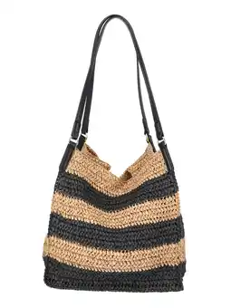 Walmart Time and Tru Women's Packable Straw Tote, Stripe offer
