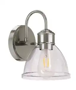 Walmart Better Homes & Gardens Glass Sconce Wall Light, Satin Nickel Finish offer