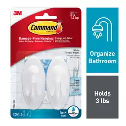 Walmart Command Bath Terrace Hooks, Quartz, 2 Wall Hooks, 4 Water Resistant Strips, Bathroom Organization offer