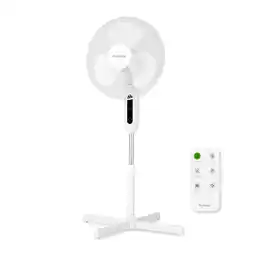 Walmart Holmes 16 Digital Stand Fan, 3-Speed, 3 Modes, Oscillating, Timer, Remote, White offer