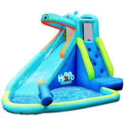 Walmart Costway Inflatable Kids Hippo Bounce House Slide Climbing Wall Splash Pool w/ Bag offer