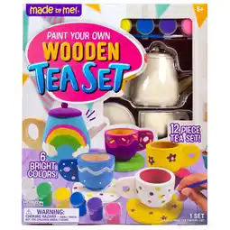 Walmart Made by Me Paint Your Own Wooden Tea Set, 19 Pieces, Child, Ages 6+ offer