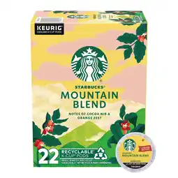 Walmart Starbucks Mountain Blend, Medium Light Roast Keurig K-Cup Coffee Pods, 100% Arabica, 22 ct offer