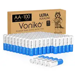 Walmart Voniko Alkaline AA Batteries 100 Pack 1.5 Volt for Electronic Devices offer