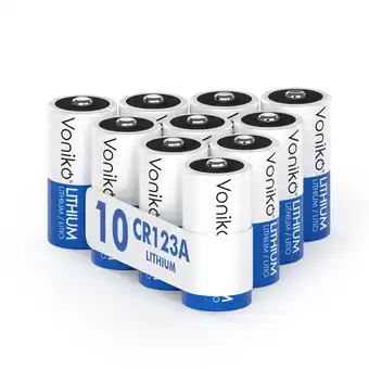 Walmart Voniko CR123A Lithium Batteries 10 Pack, Non-Rechargeable Battery with 10 Years Shelf Life offer