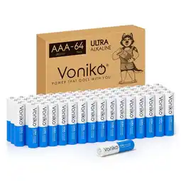 Walmart Voniko Alkaline AAA Batteries 64 Pack, 1.5 Volt Triple AAA Battery for Electronic Devices offer
