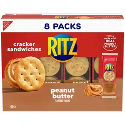 Walmart RITZ Peanut Butter Sandwich Crackers, Lunch Snacks, 8 Snack Packs (6 Crackers Per Pack) offer
