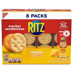 Walmart RITZ Cheese Sandwich Crackers, Lunch Snacks, 8 Snack Packs (6 Crackers Per Pack) offer