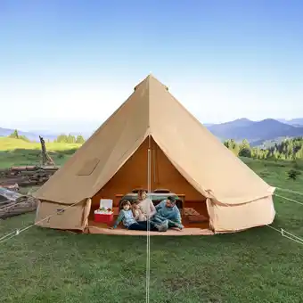Walmart KFFKFF Canvas Bell Tent 6m/19.68ft 4-Season Camping Yurt Tent with Stove Jack offer