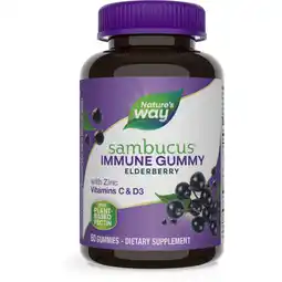 Walmart Nature's Way Sambucus Elderberry Immune Gummies, with Vitamins C, D3, & Zinc, Unisex, 60 Ct offer