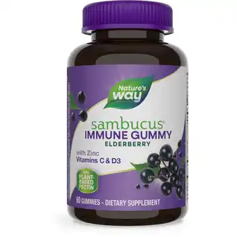 Walmart Nature's Way Sambucus Elderberry Immune Gummies, with Vitamins C, D3, & Zinc, Unisex, 60 Ct offer