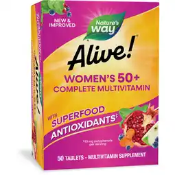 Walmart Nature's Way Alive! Women's 50+ Complete Daily Multivitamin Tablets, B-Vitamins, 50 Count offer