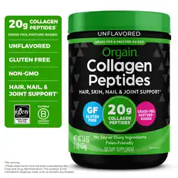 Walmart Orgain Hydrolyzed Grass Fed 20g Collagen Peptides Powder, Unflavored, 1lb offer