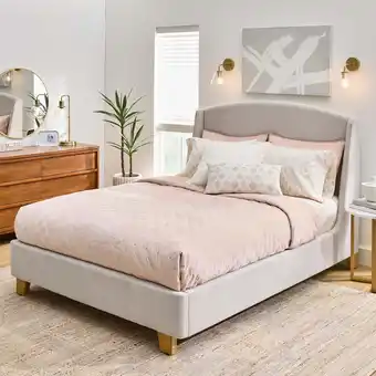 Walmart Better Homes & Gardens Windsor Platform Bed with Wingback Headboard, Queen, Wheat Boucle offer